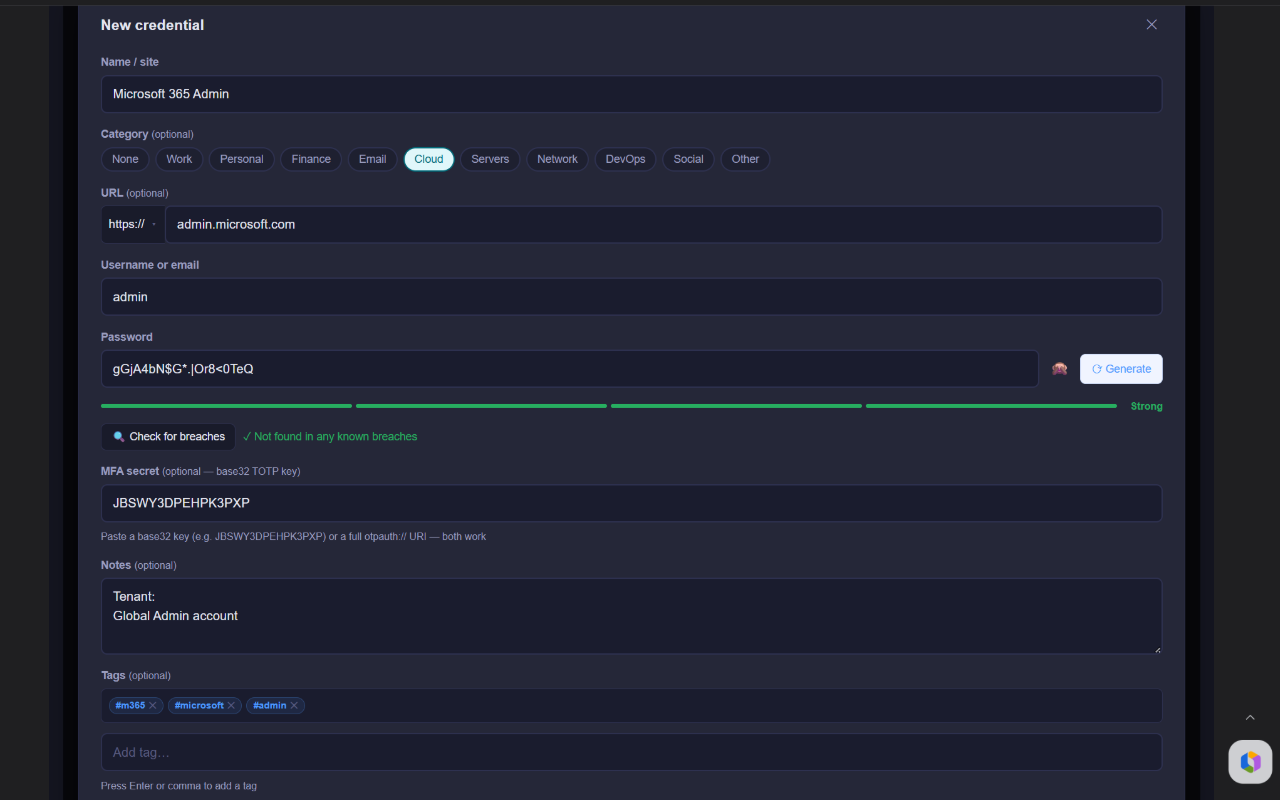 Add-entry modal